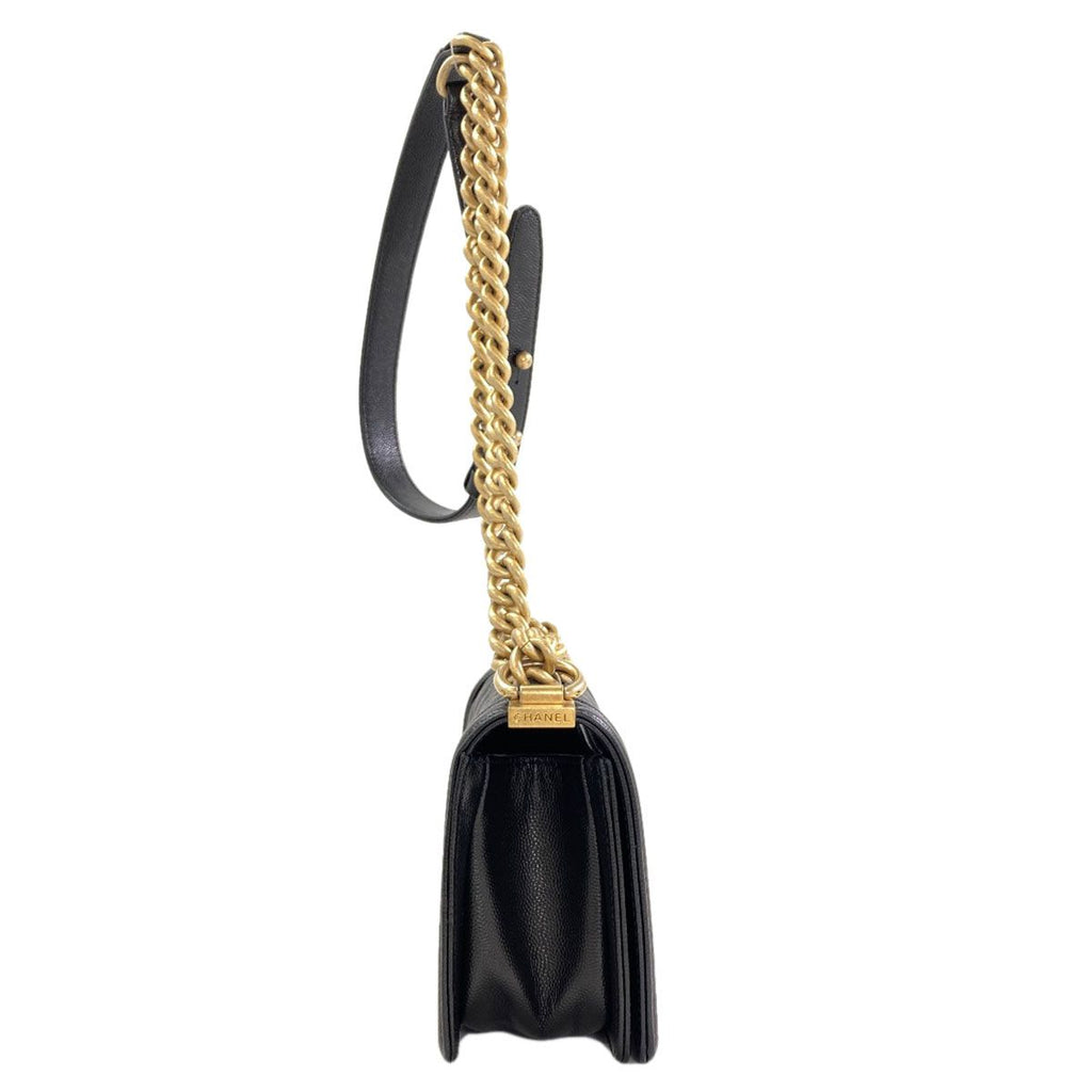 Chanel Boy Chain Shoulder Gold Bag Grained Calfskin — view 3