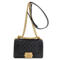 Chanel Boy Chain Shoulder Gold Bag Grained Calfskin