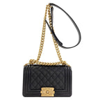 Chanel Boy Chain Shoulder Gold Bag Grained Calfskin