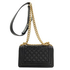 Chanel Boy Chain Shoulder Gold Bag Grained Calfskin — view 2