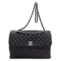 Chanel Quilted CC Logo Silver Shoulder Bag Calfskin
