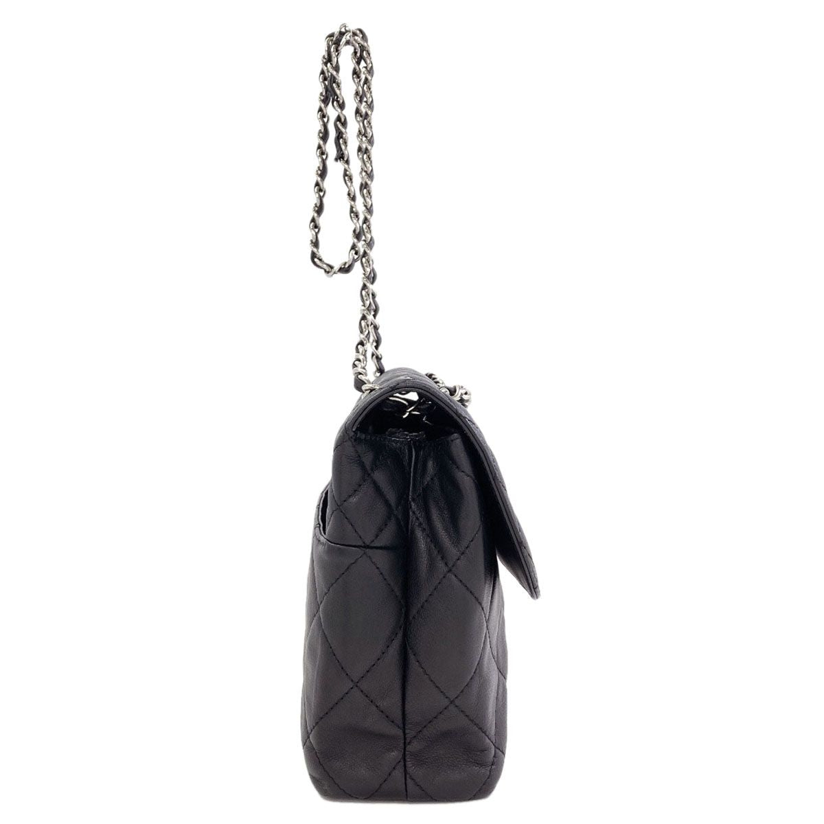 Chanel Quilted CC Logo Silver Shoulder Bag Calfskin — view 3