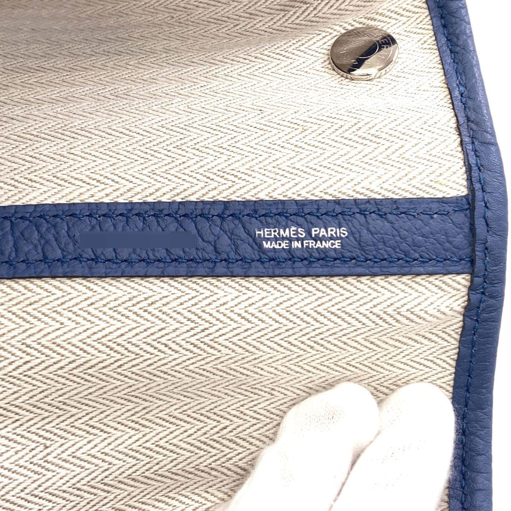 Hermes Garden Party Blue Agathe Silver Tote Bag Country — view 6