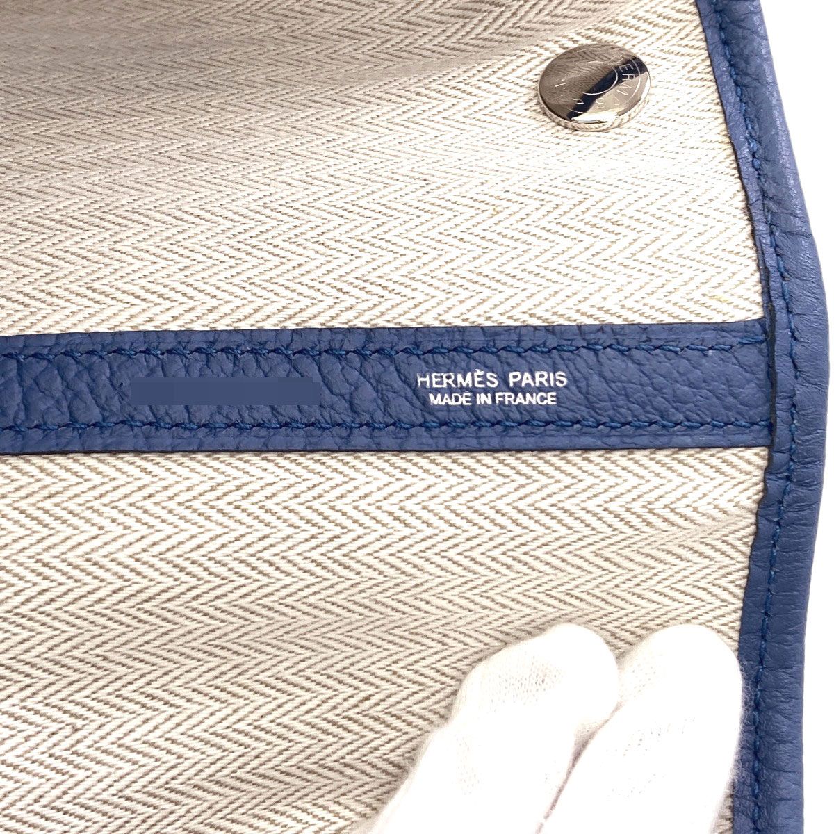 Hermes Garden Party Blue Agathe Silver Tote Bag Country — view 6