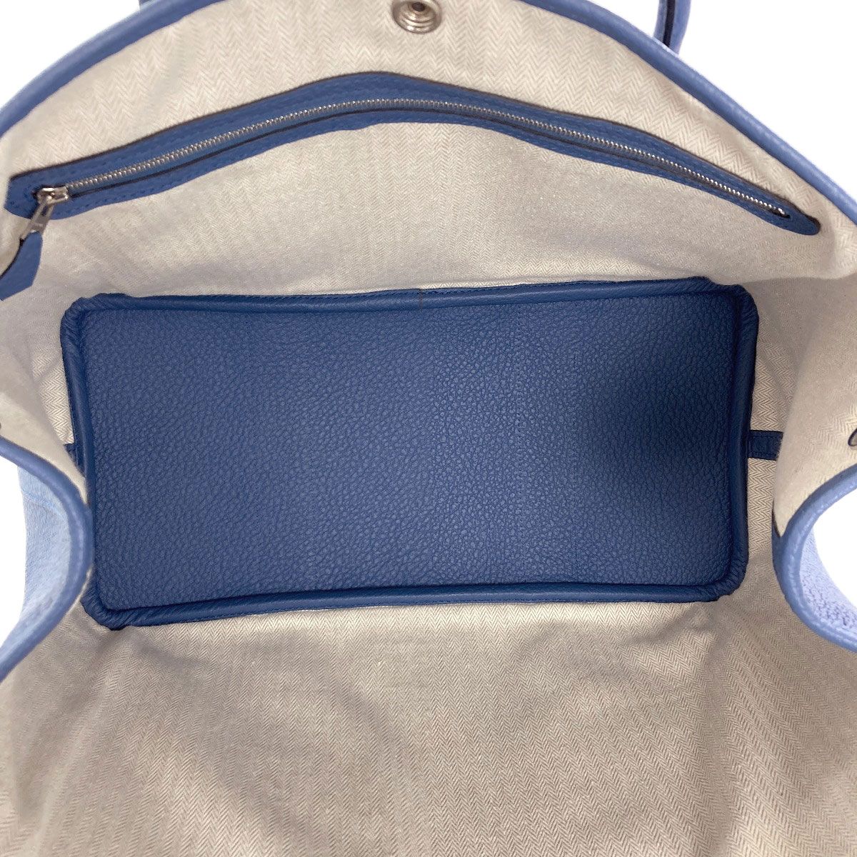 Hermes Garden Party Blue Agathe Silver Tote Bag Country — view 5
