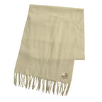 Loewe Cashmere Scarf Anagram Embroidery Logo Shawl Fringe Beige — view 2