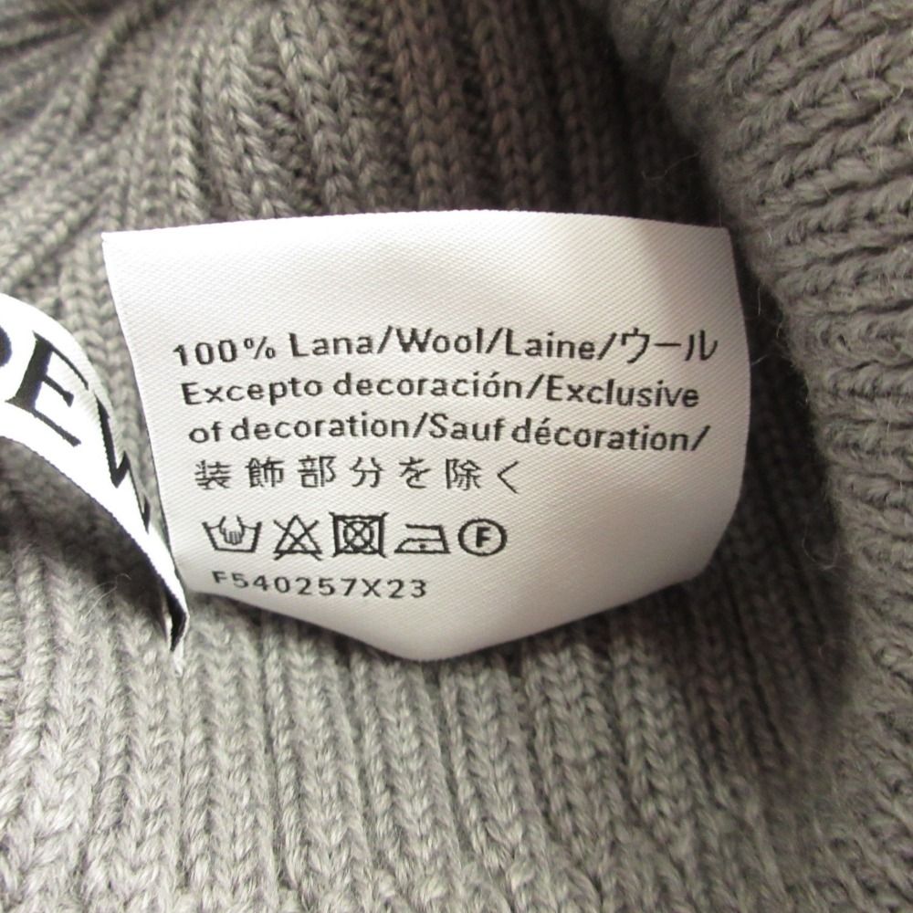Loewe Beanie Knit Hat Cap Hat Logo Embroidery Wool Gray — view 5