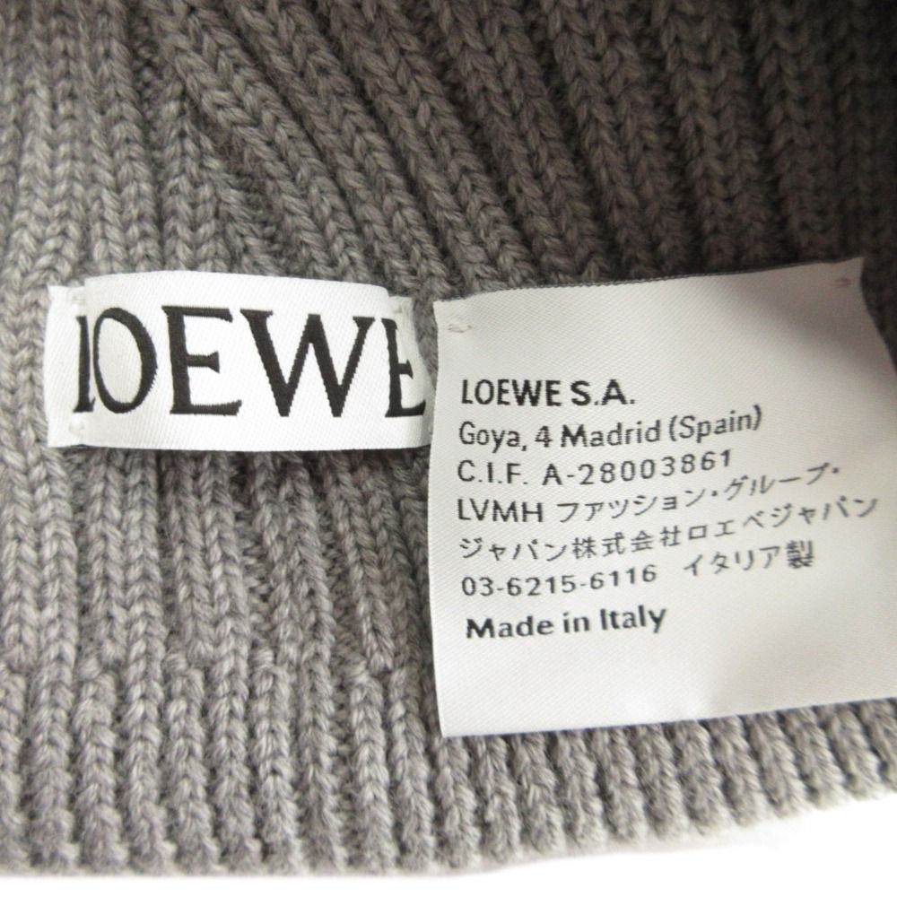Loewe Beanie Knit Hat Cap Hat Logo Embroidery Wool Gray — view 4
