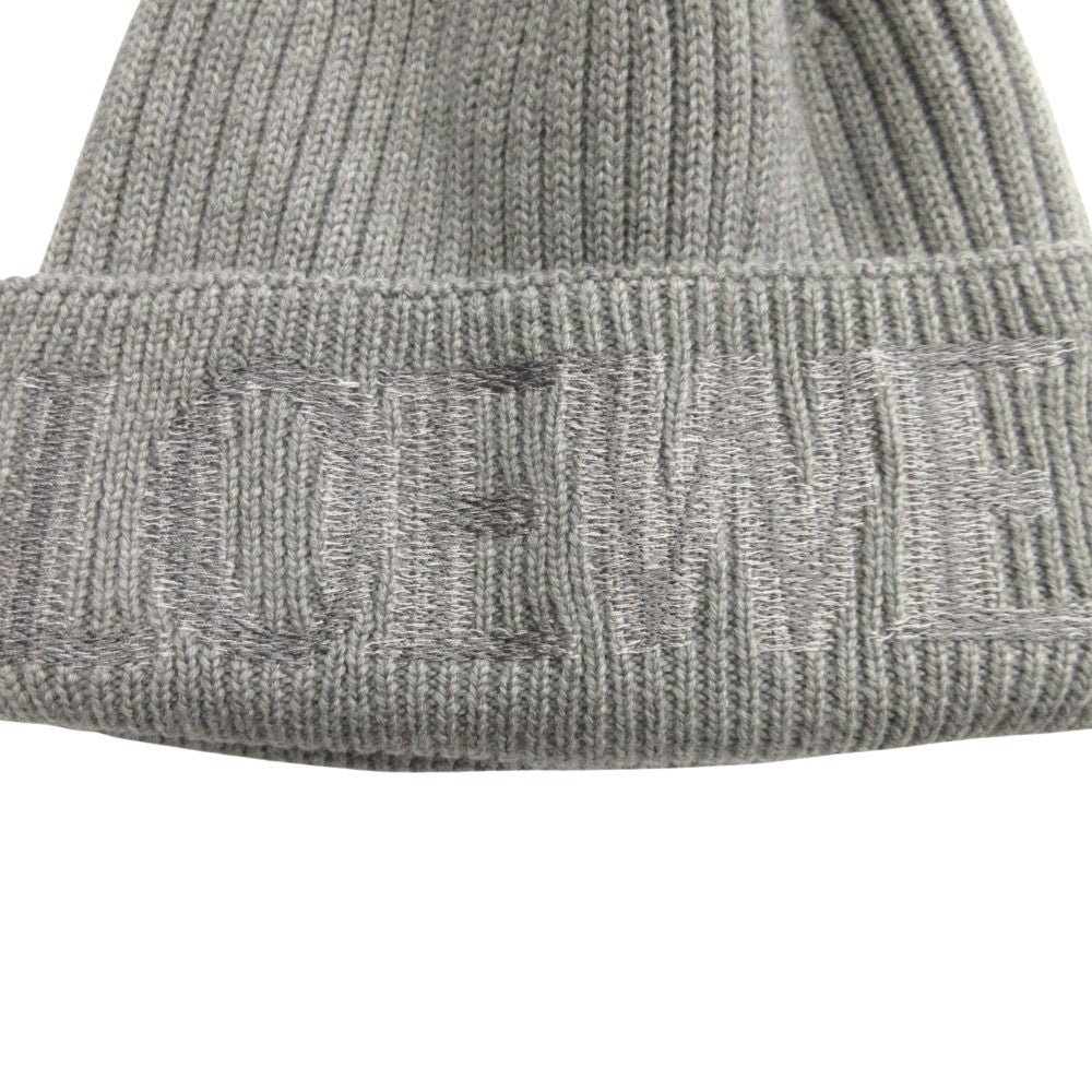 Loewe Beanie Knit Hat Cap Hat Logo Embroidery Wool Gray — view 3
