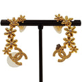 Chanel CC Logo Flower Motif Earrings Gold