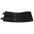 Dior Cummerbund Waist Belt Corset Metal Buckle Cotton Black