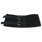 Dior Cummerbund Waist Belt Corset Metal Buckle Cotton Black