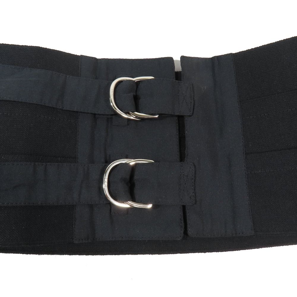 Dior Cummerbund Waist Belt Corset Metal Buckle Cotton Black — view 3