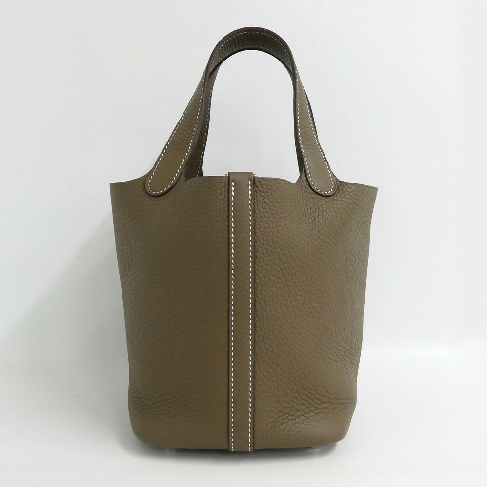 Hermes Picotin Lock PM 18 Etoupe Taurillon Clemence Silver Handbag — view 4