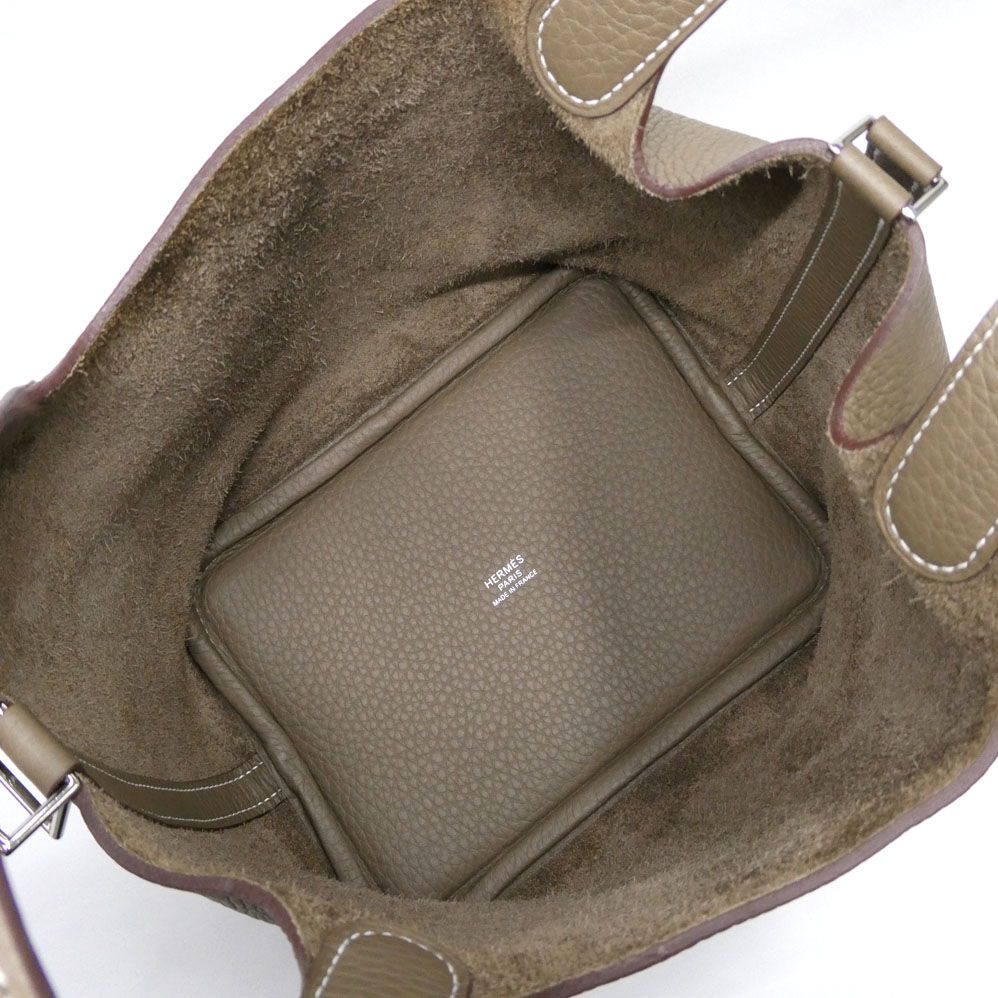 Hermes Picotin Lock PM 18 Etoupe Taurillon Clemence Silver Handbag — view 6