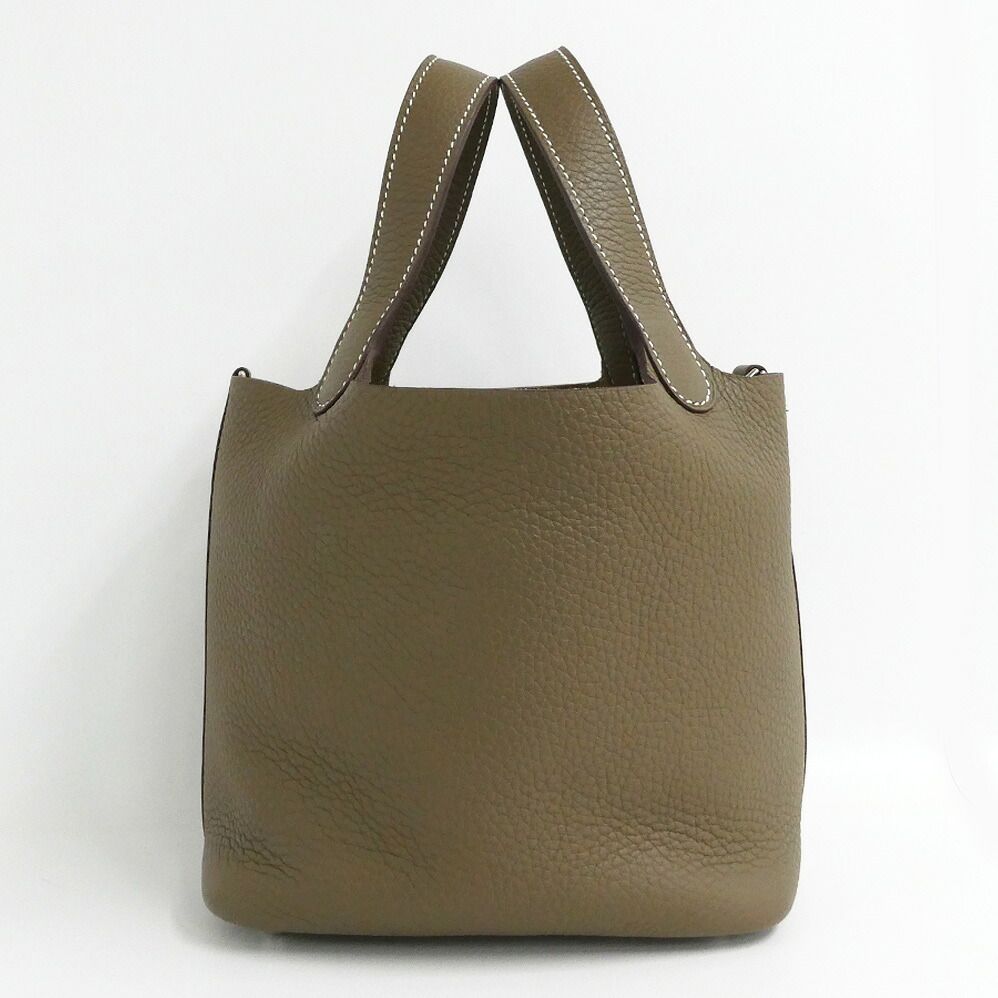 Hermes Picotin Lock PM 18 Etoupe Taurillon Clemence Silver Handbag — view 2