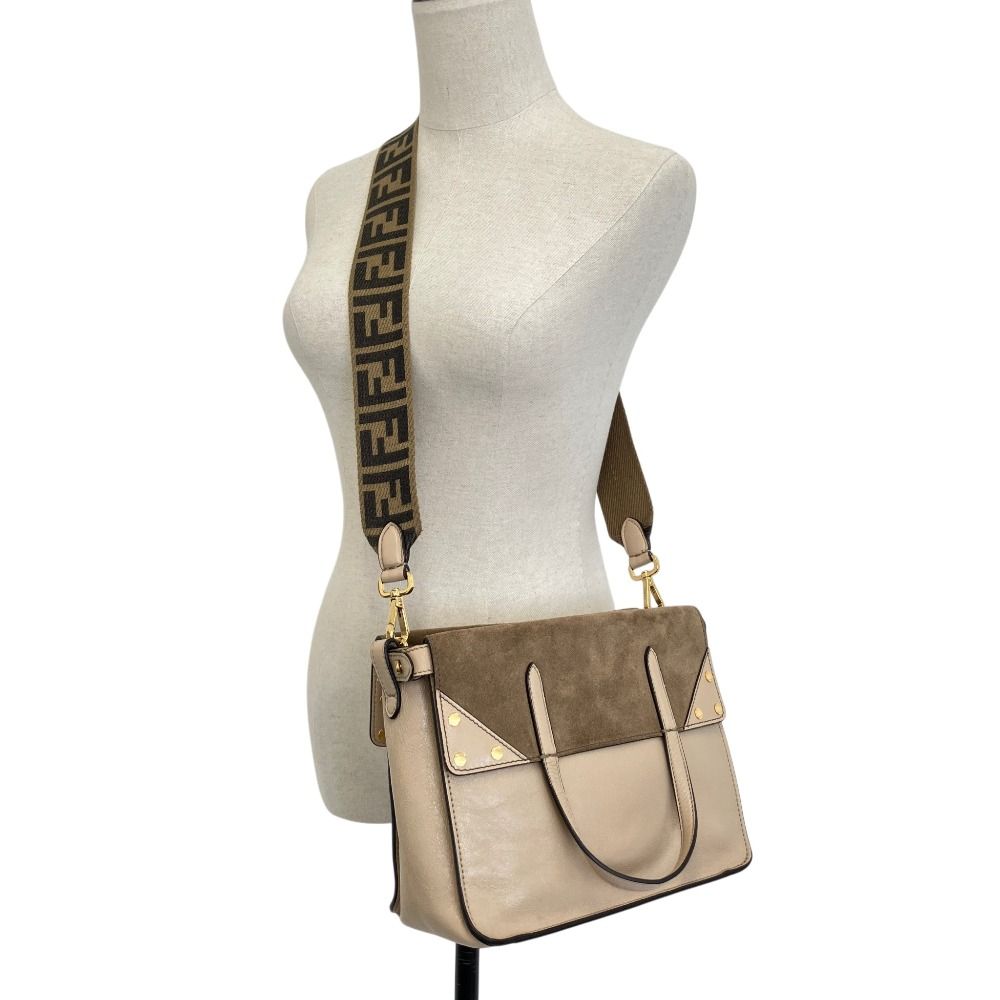 Fendi Flip Leather 3way Shoulder Bag Gray — view 3