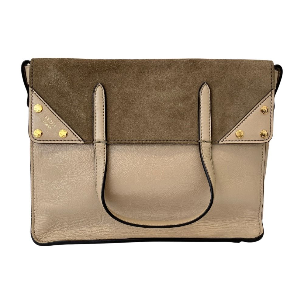 Fendi Flip Leather 3way Shoulder Bag Gray