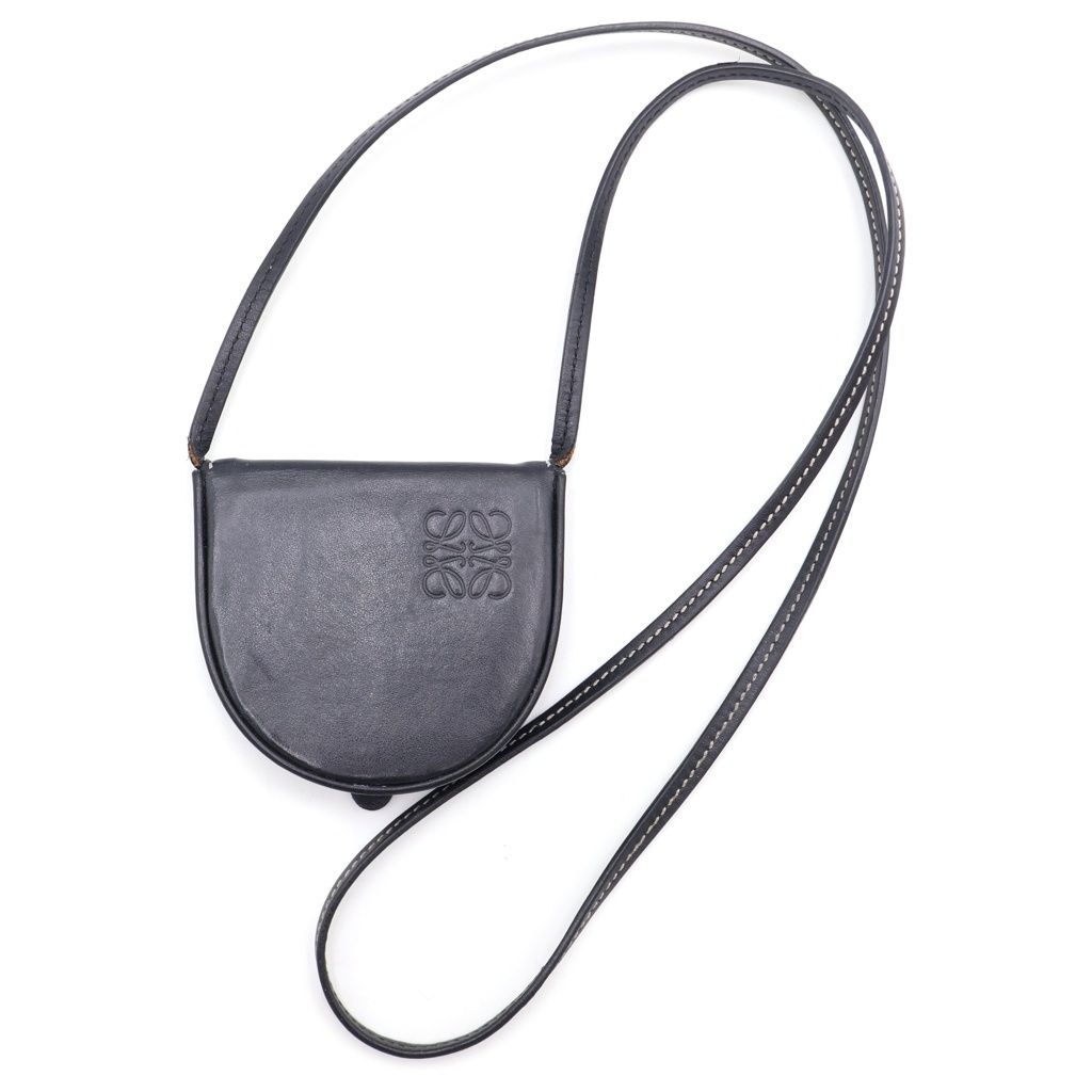 Loewe Anagram Logo Leather Heel Pouch Black