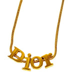 Dior Vintage Logo Snake Chain Necklace Gold Plated