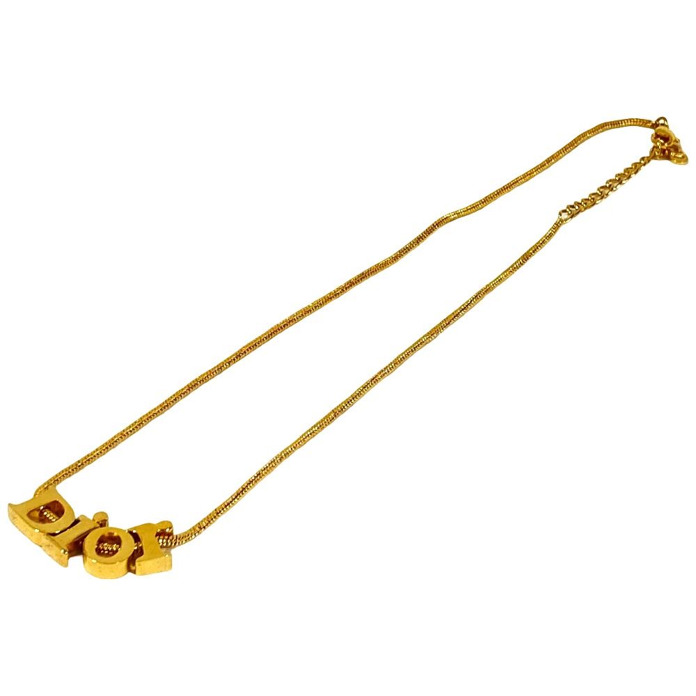 Dior Vintage Logo Snake Chain Necklace Gold Plated — view 3