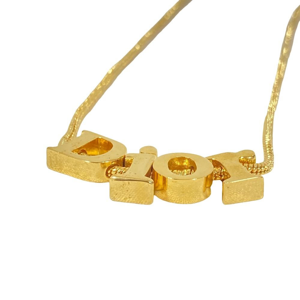 Dior Vintage Logo Snake Chain Necklace Gold Plated — view 4