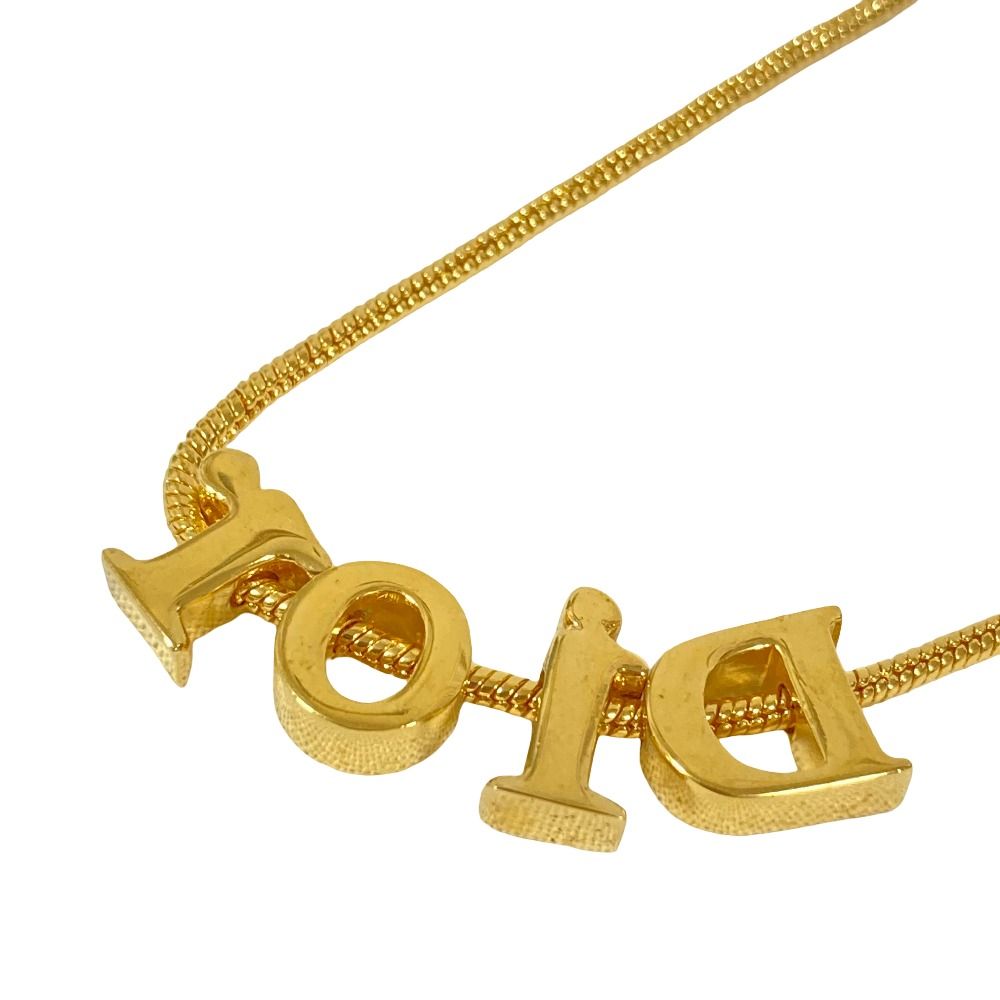 Dior Vintage Logo Snake Chain Necklace Gold Plated — view 2