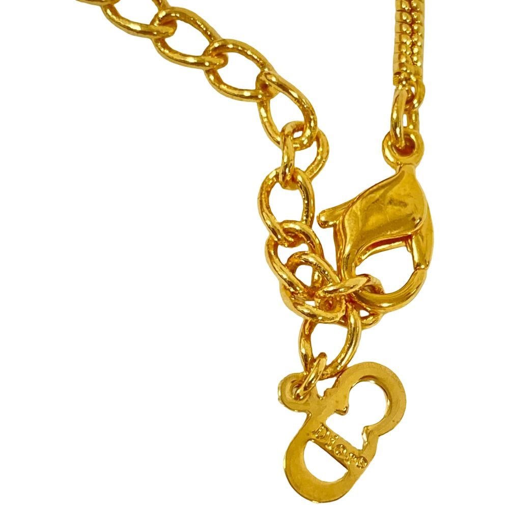 Dior Vintage Logo Snake Chain Necklace Gold Plated — view 6