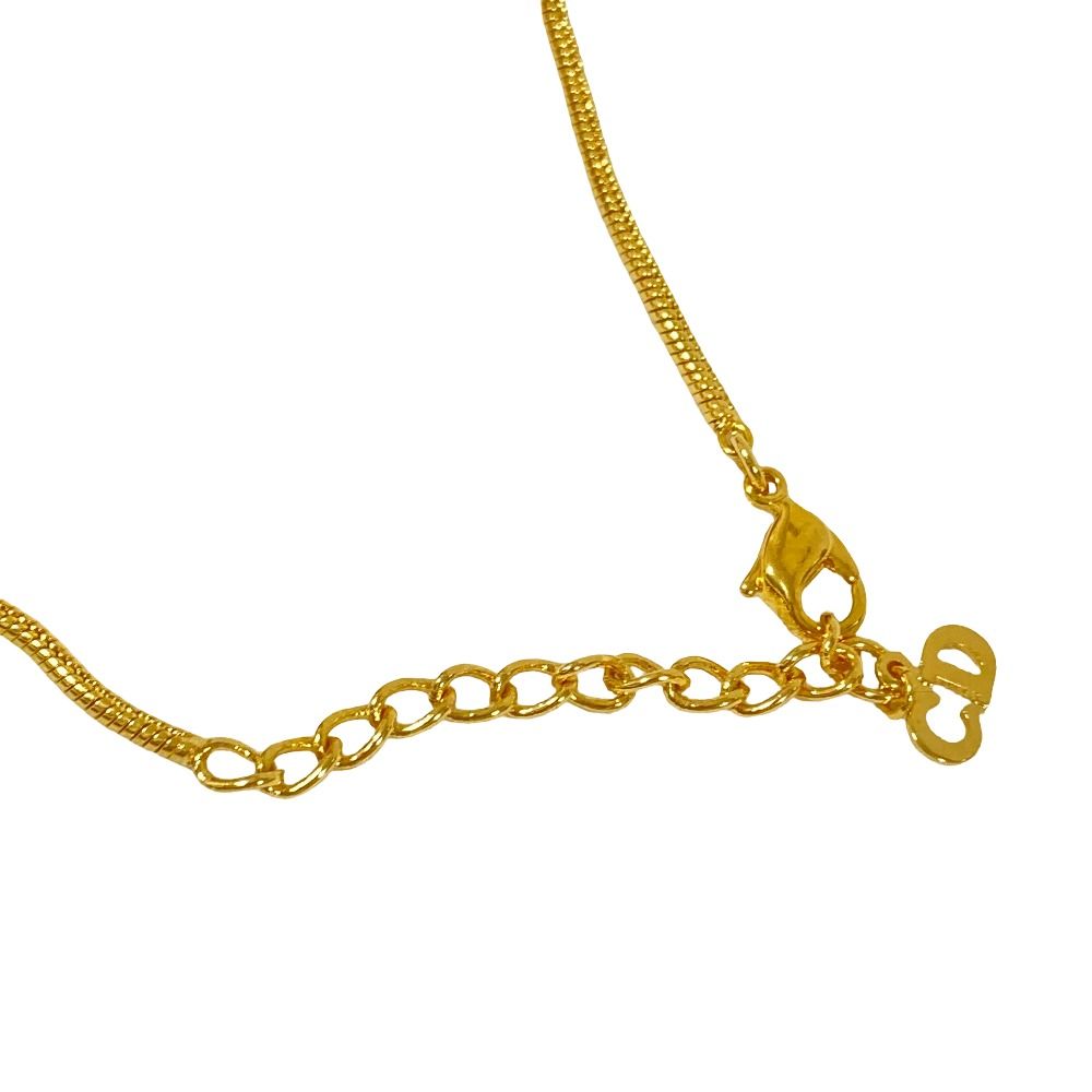 Dior Vintage Logo Snake Chain Necklace Gold Plated — view 5