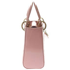 Dior Lady Mini Shoulder Bag Cannage Patent Leather Gold Pink — view 3