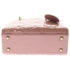 Dior Lady Mini Shoulder Bag Cannage Patent Leather Gold Pink — view 4