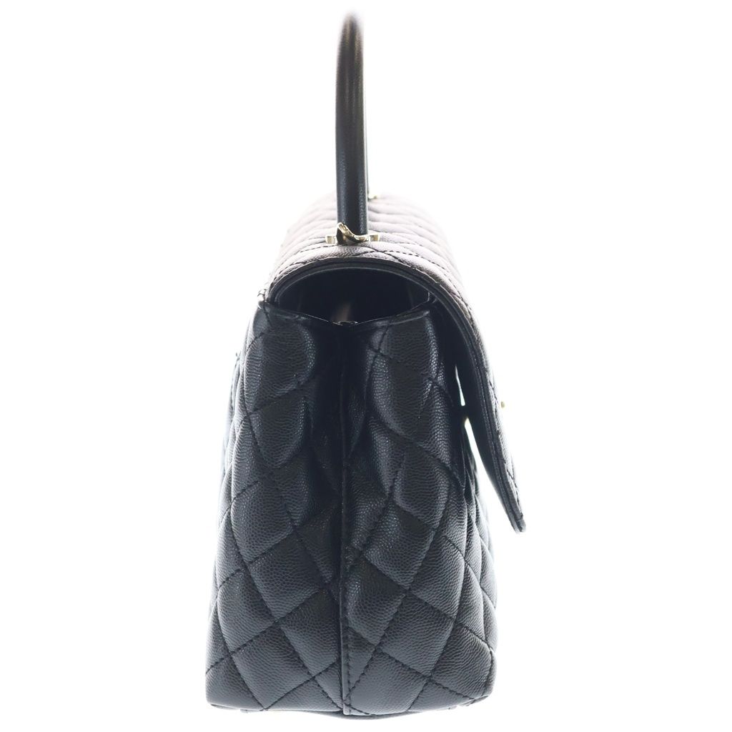 Chanel Coco Handle 29 Large Shoulder Bag Caviar Leather Gold Black Plate — view 3