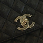 Chanel Coco Handle 29 Large Shoulder Bag Caviar Leather Gold Black Plate — view 7