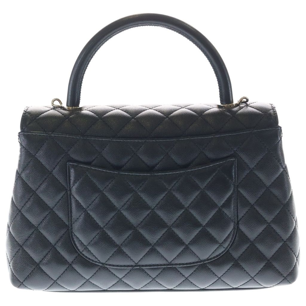 Chanel Coco Handle 29 Large Shoulder Bag Caviar Leather Gold Black Plate — view 2