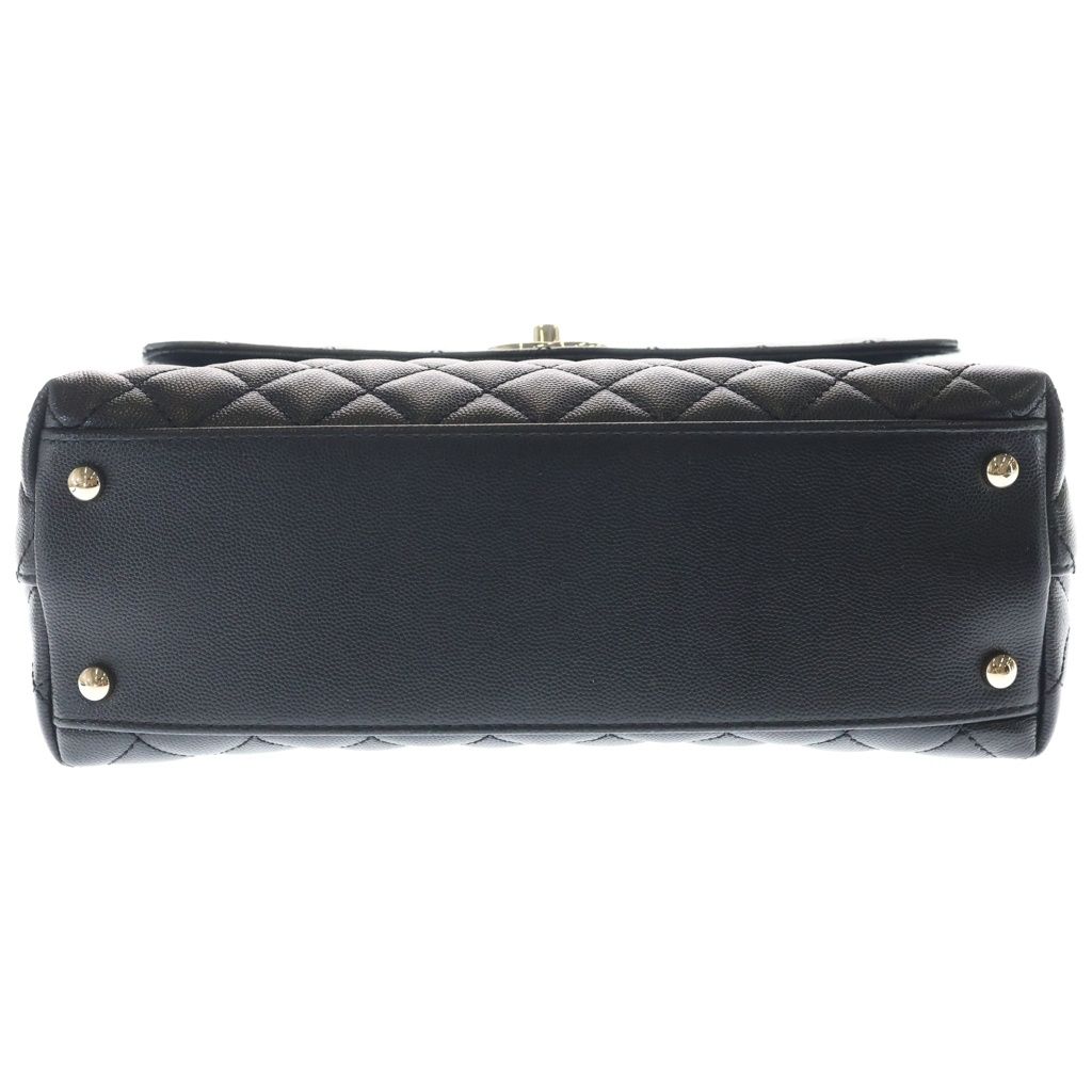 Chanel Coco Handle 29 Large Shoulder Bag Caviar Leather Gold Black Plate — view 4
