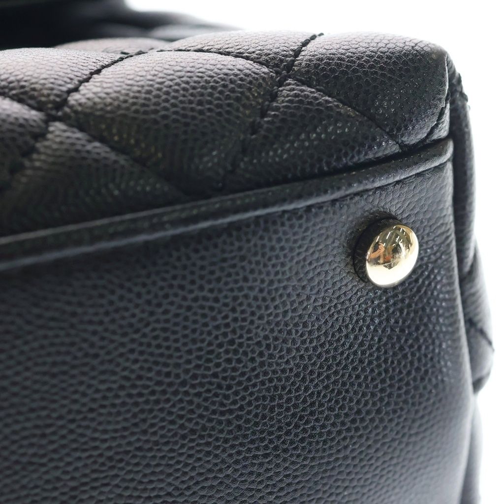 Chanel Coco Handle 29 Large Shoulder Bag Caviar Leather Gold Black Plate — view 6