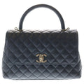 Chanel Coco Handle 29 Large Shoulder Bag Caviar Leather Gold Black Plate