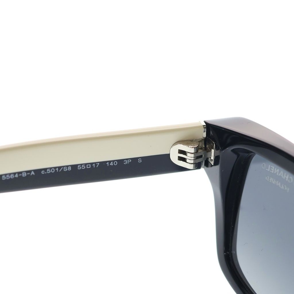 Chanel CC Logo Sunglasses Black Ivory Eyewear — view 4