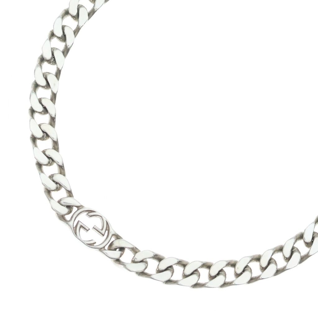 Gucci Interlocking Necklace Chain Silver
