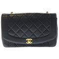 Chanel Diana 25 Chain Shoulder Bag Black Lambskin Gold