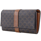 Celine Triomphe Large Flap Wallet Tan Black — view 2