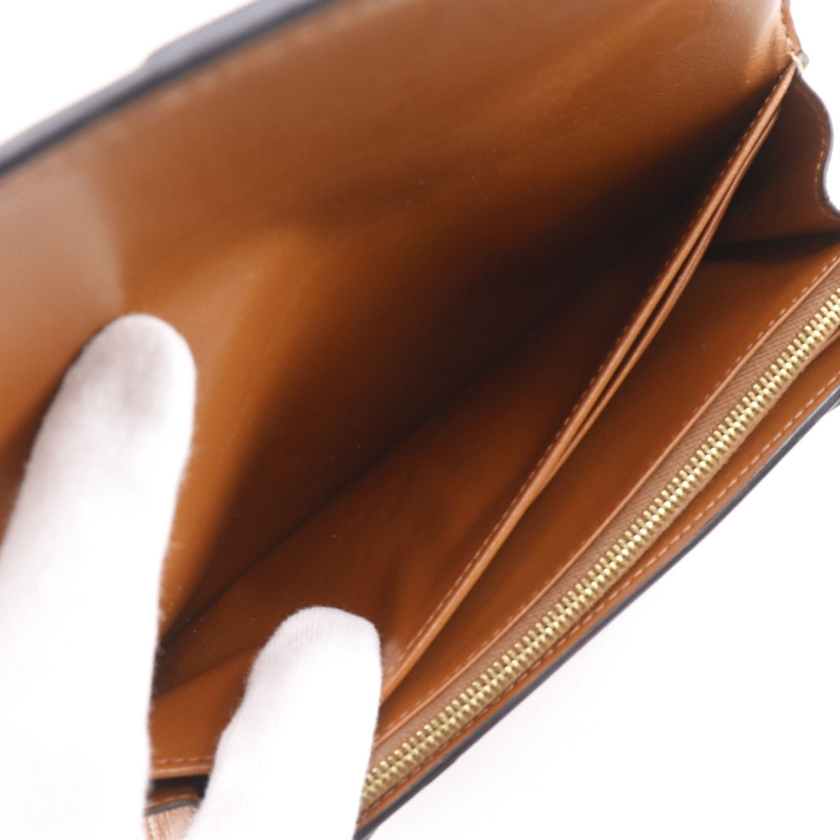 Celine Triomphe Large Flap Wallet Tan Black — view 6
