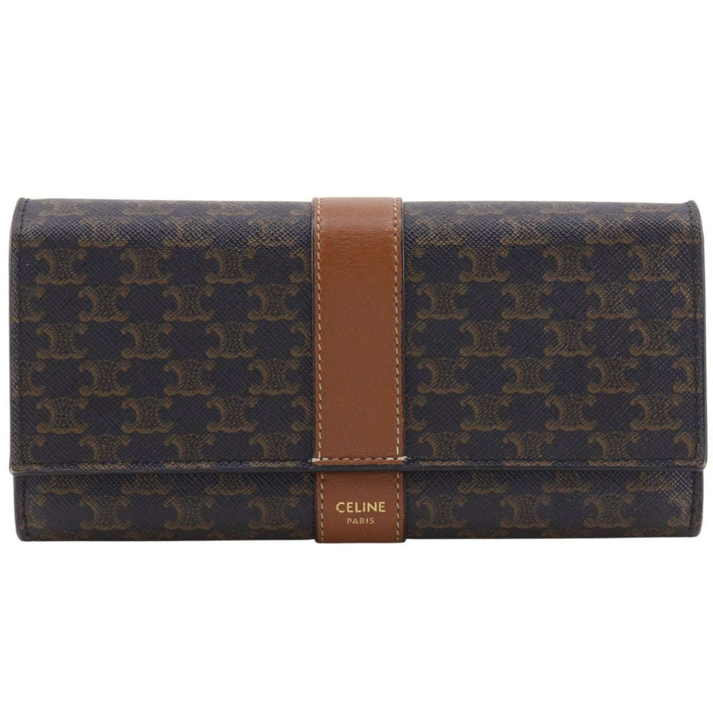 Celine Triomphe Large Flap Wallet Tan Black