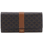 Celine Triomphe Large Flap Wallet Tan Black