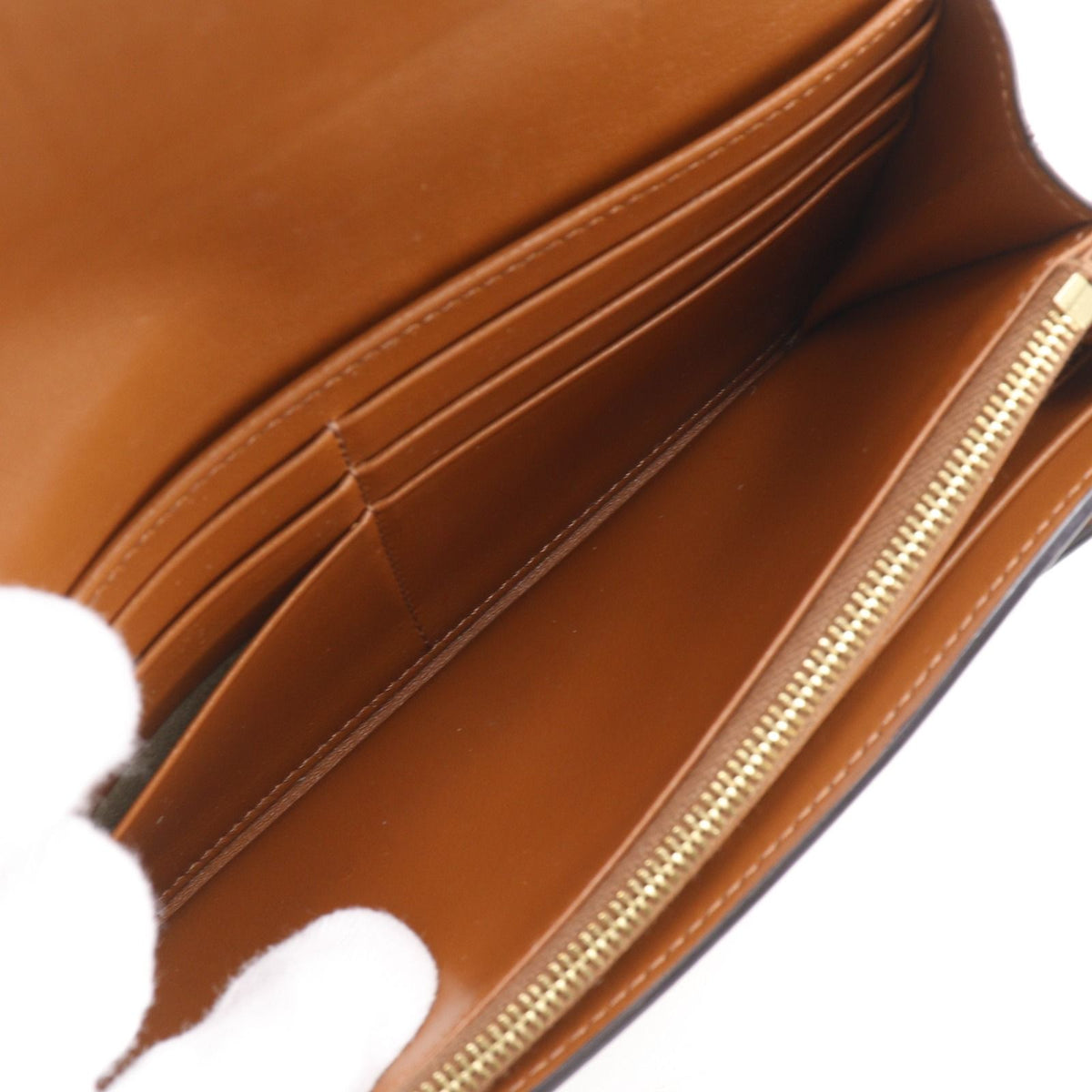 Celine Triomphe Large Flap Wallet Tan Black — view 7