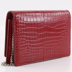 Saint Laurent Kate Embossed Leather Red Chain Wallet Shoulder Bag — view 3