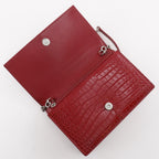 Saint Laurent Kate Embossed Leather Red Chain Wallet Shoulder Bag — view 5