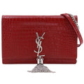 Saint Laurent Kate Embossed Leather Red Chain Wallet Shoulder Bag