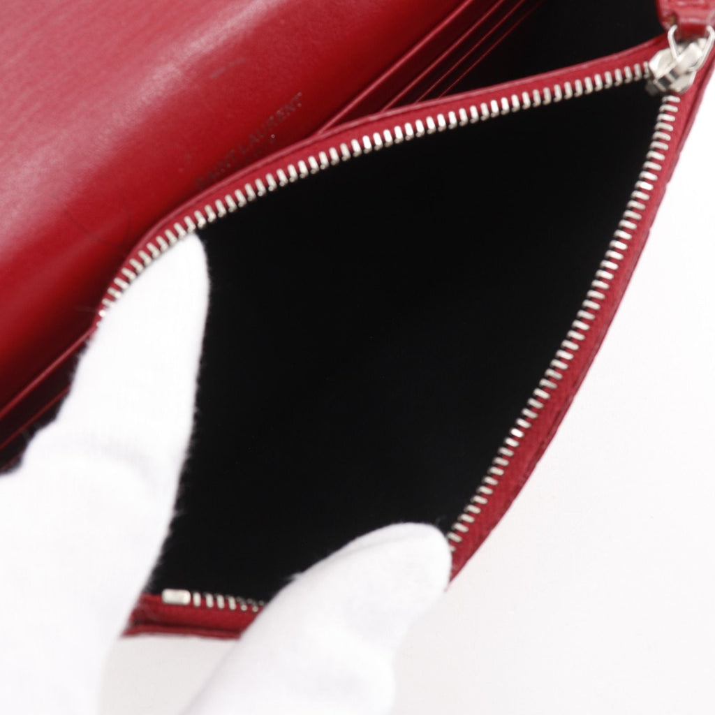 Saint Laurent Kate Embossed Leather Red Chain Wallet Shoulder Bag — view 7