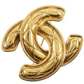 Chanel CC Logo Quilted Gold Plated Brooch